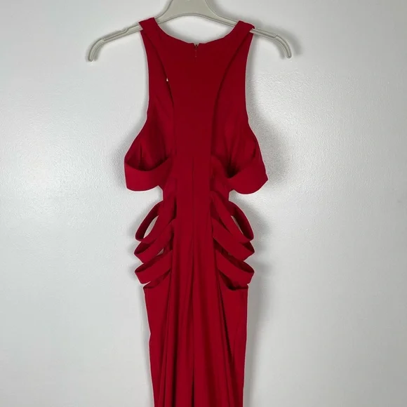Faviana Red Waist Cut Out Prom Dress Size 6 - Picture 4 of 9